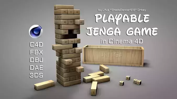 Playable Jenga Game Free 3D model