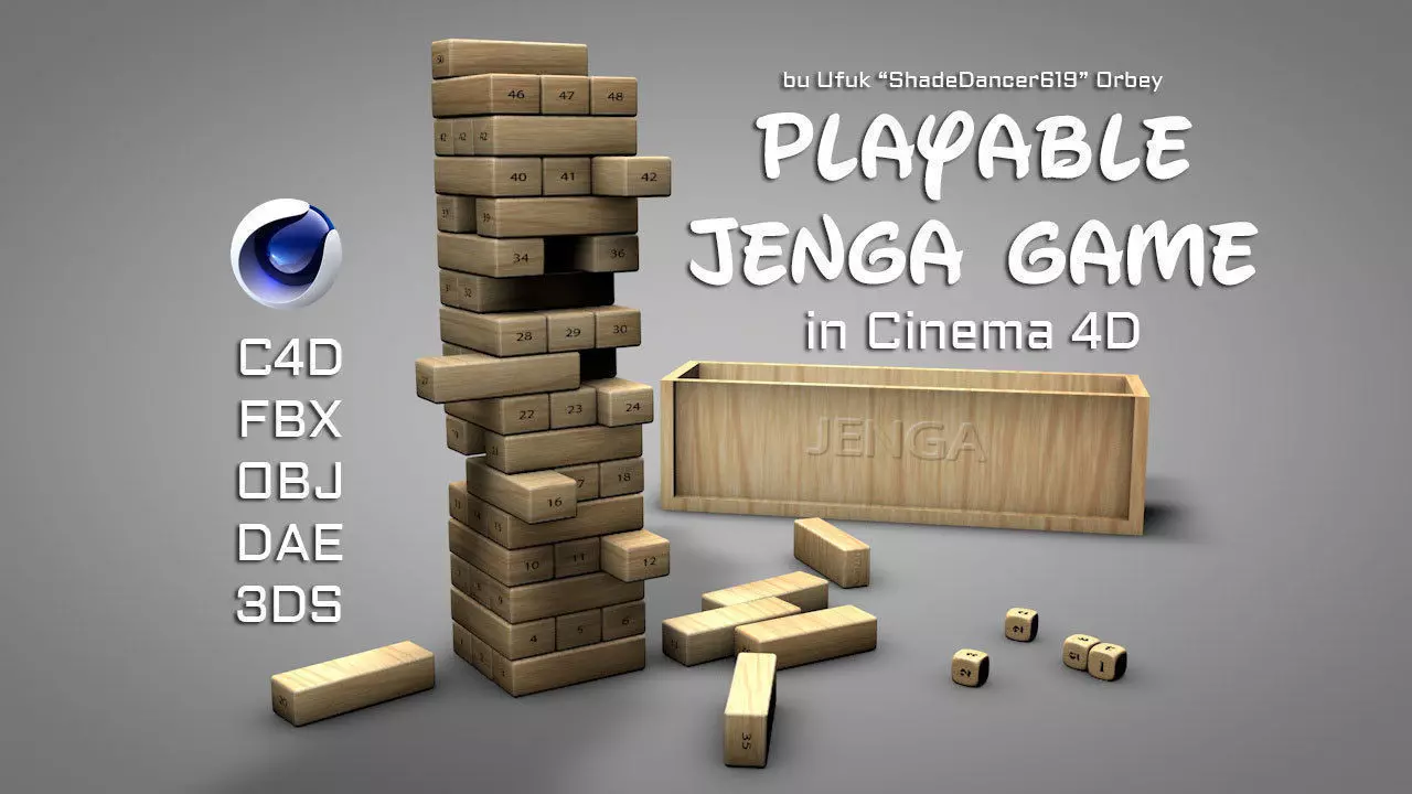 Playable Jenga Game Free 3D model_0
