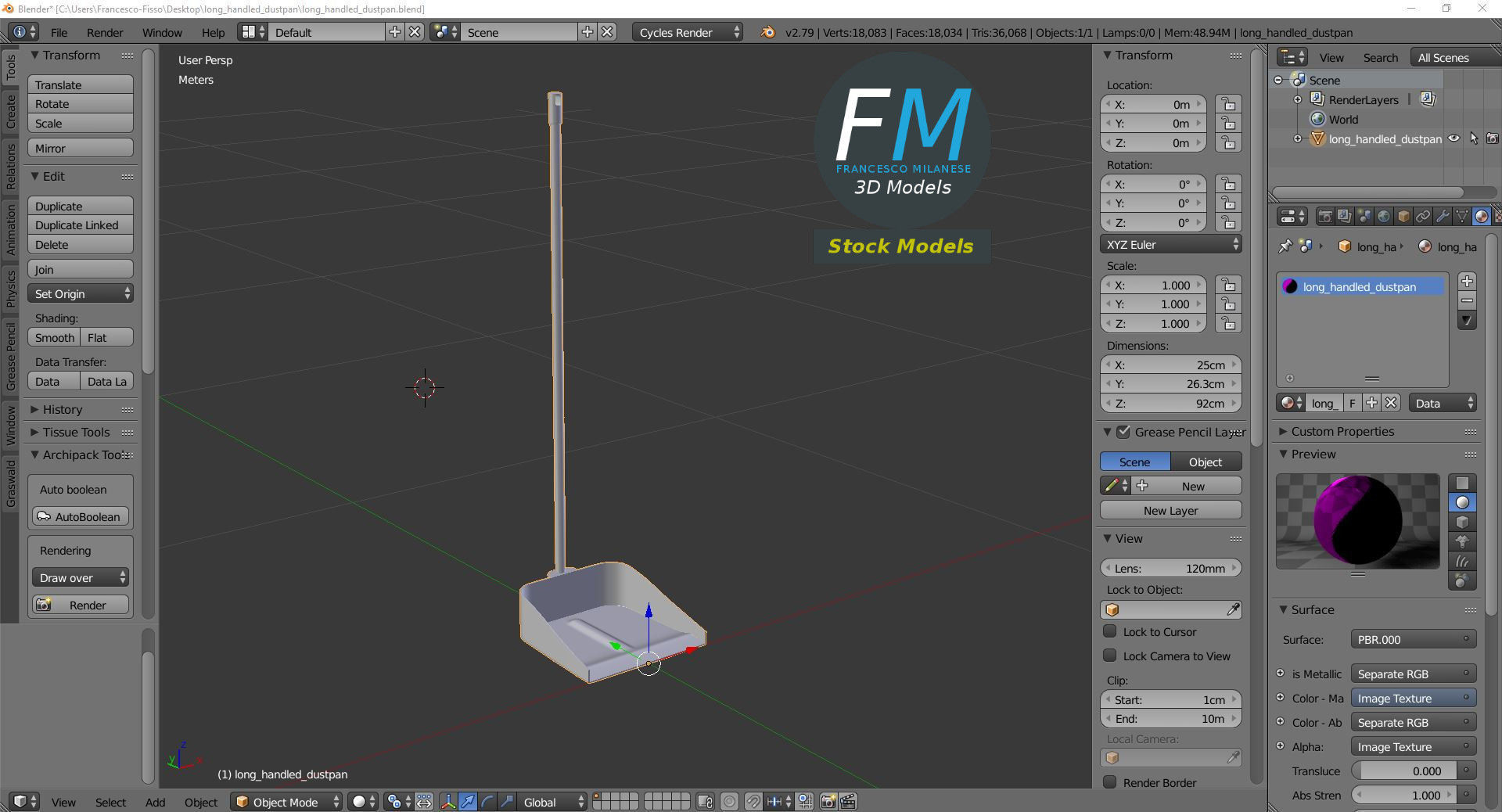 Long handled dustpan 3D model_9