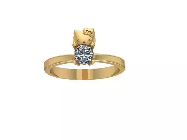Hello kitty jewelry solitaire Ring  Ready to print