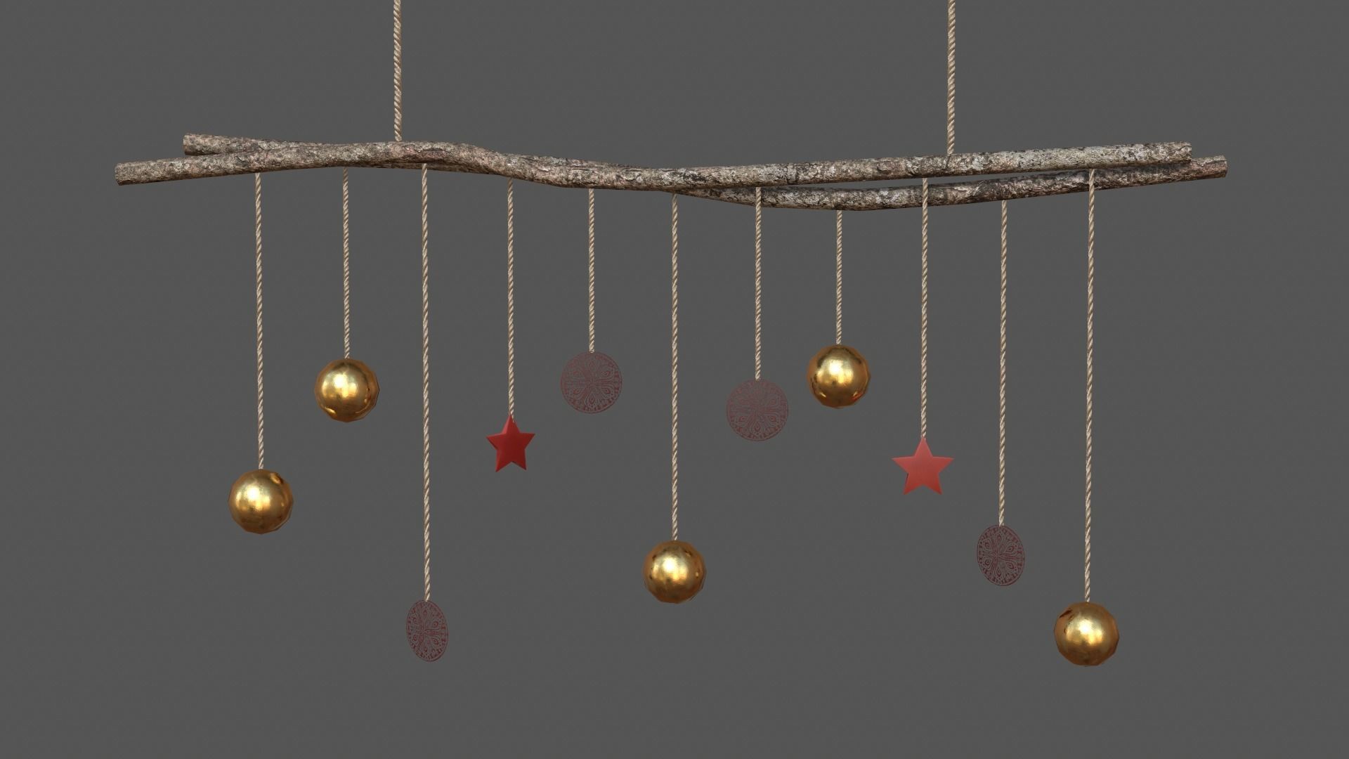 Decor branches Cranberry Free low-poly 3D model_8