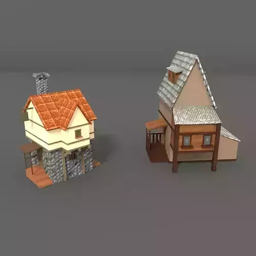 low poly house with roof