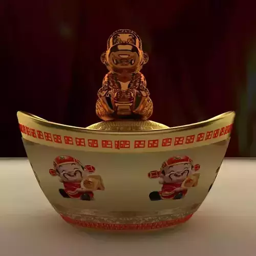 Chinese gold ingot wint monkey