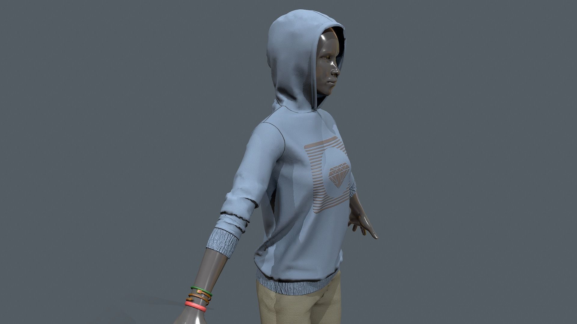 Female clothes set Low-poly 3D model_8