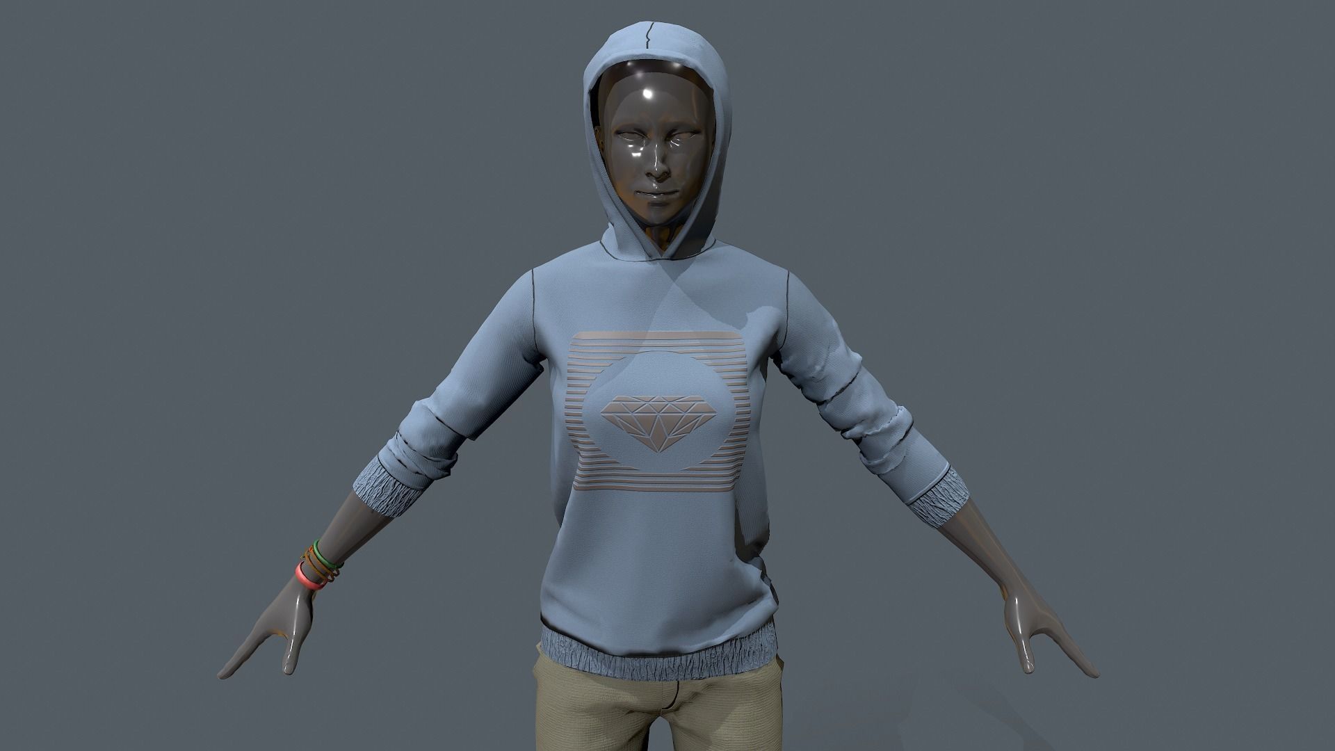Female clothes set Low-poly 3D model_7