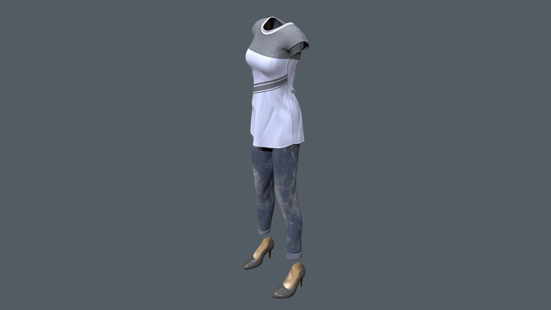 Female clothes set Low-poly 3D model_19