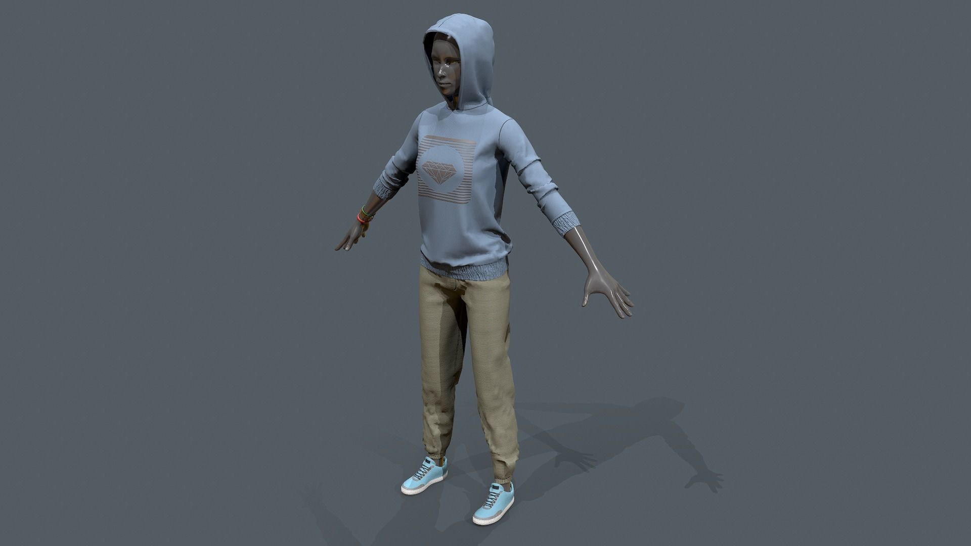 Female clothes set Low-poly 3D model_3