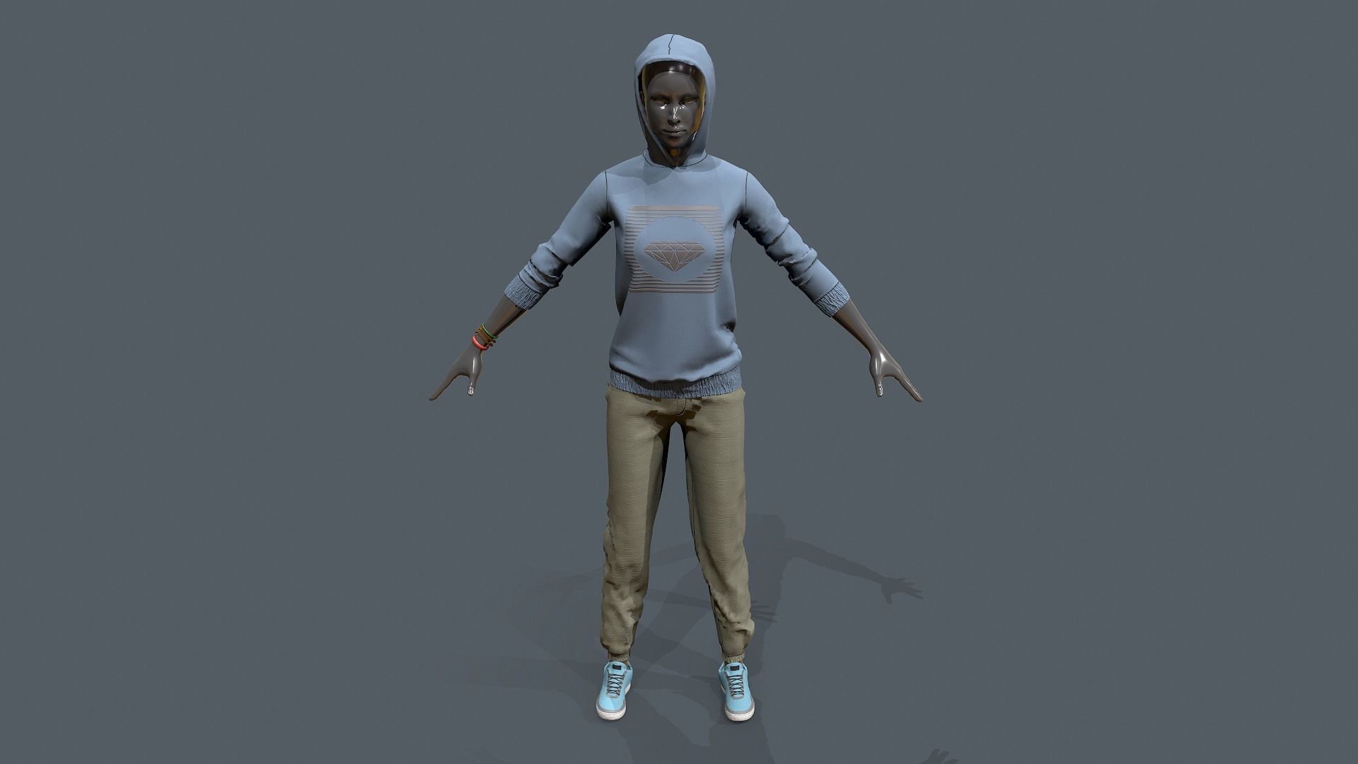Female clothes set Low-poly 3D model_2