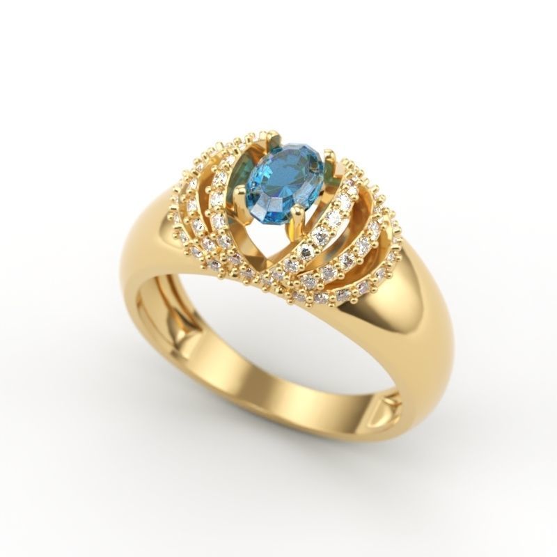 solitaire wedding engagement women ring with diamonds 3dm stl  3D print model_2