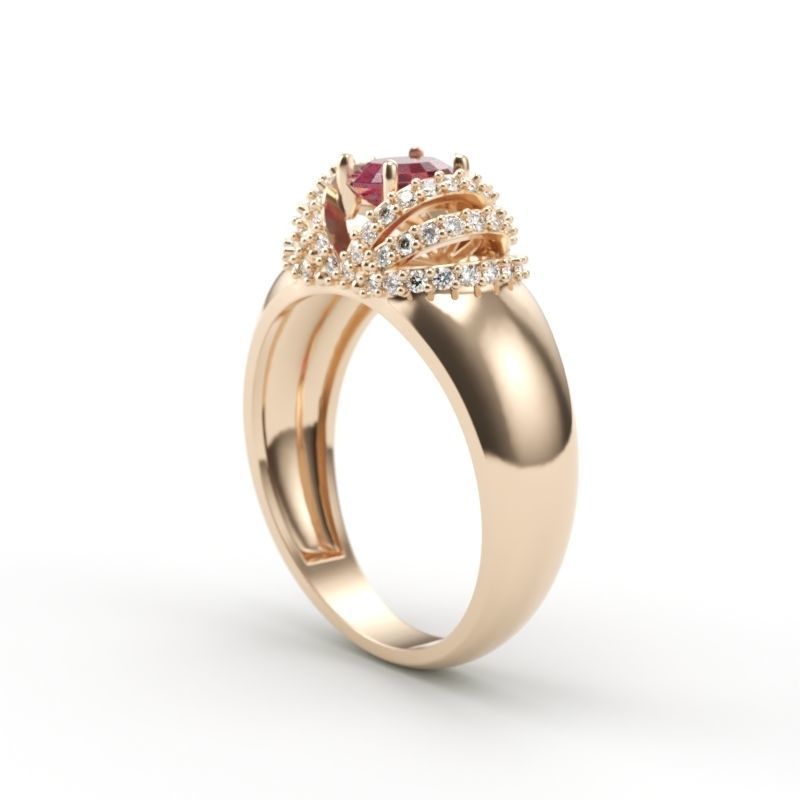 solitaire wedding engagement women ring with diamonds 3dm stl  3D print model_4