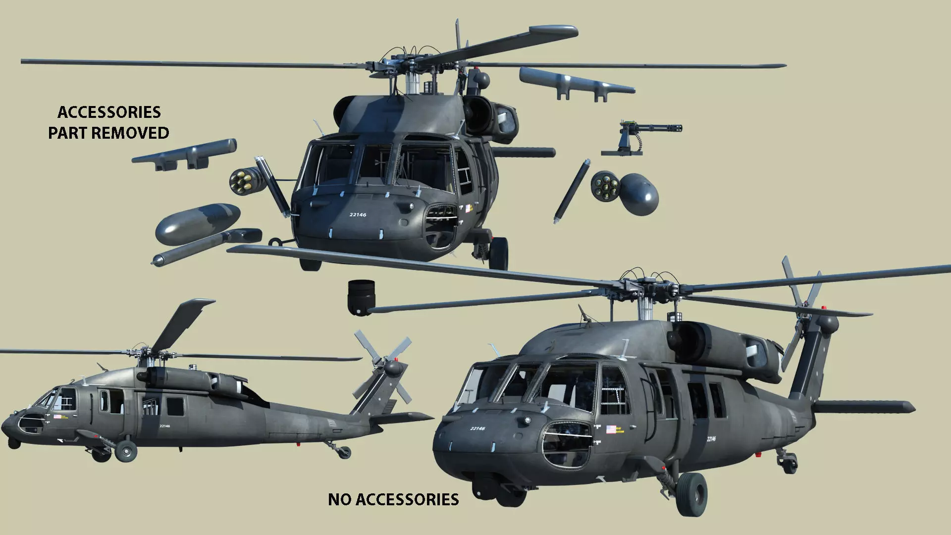 army UH 60 black hawk helicopter 3D model