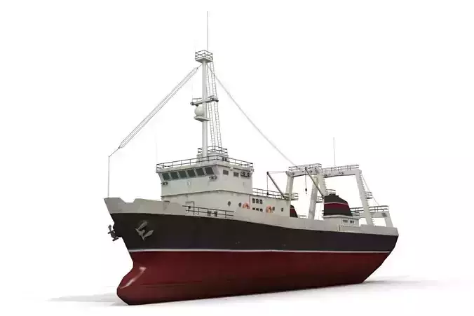 Trawler fishing boat Low-poly 3D model