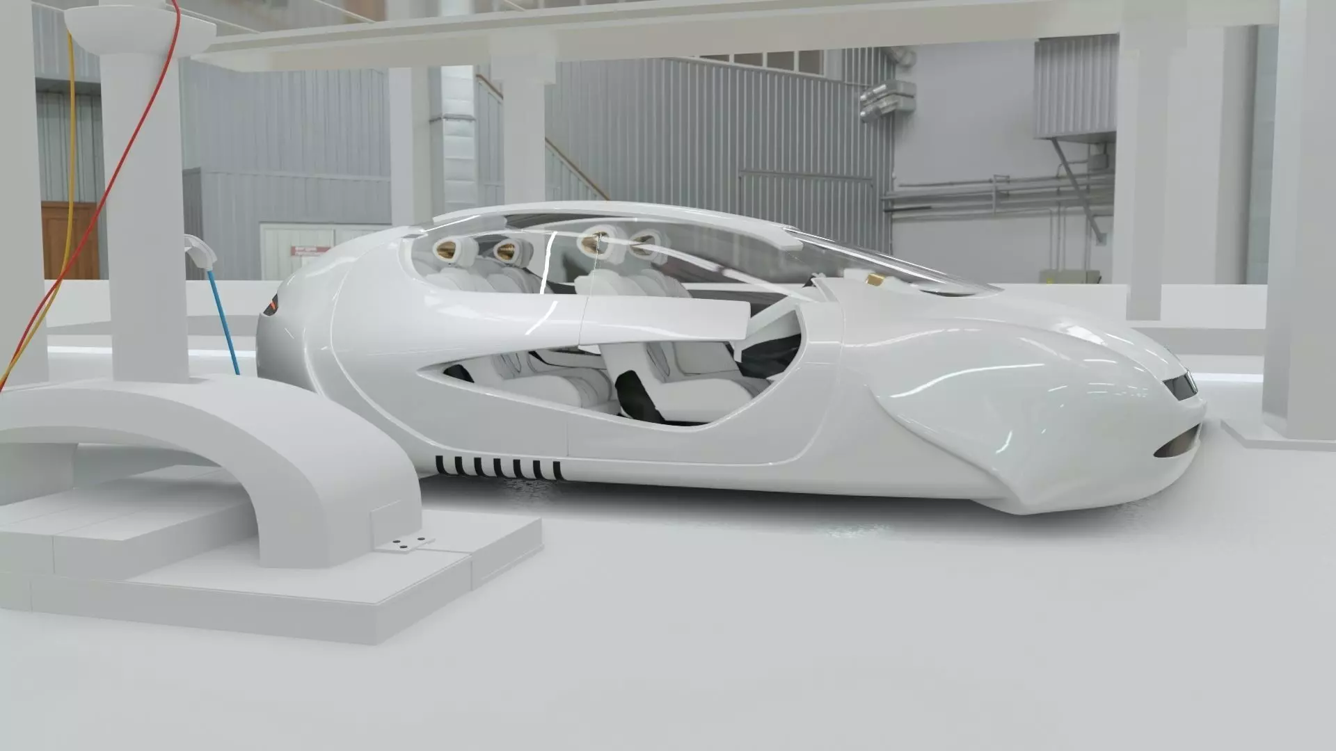 Affekta US4 Future Sci-Fi Concept Fly Car with e Station robot 1 3D model