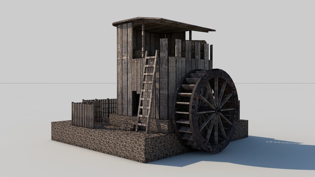 Old Mill House Low-poly 3D model_2