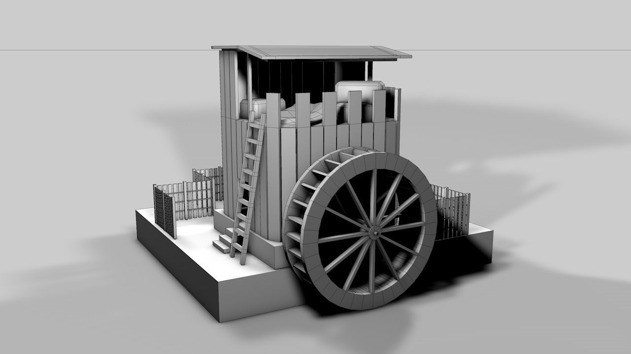 Old Mill House Low-poly 3D model_11