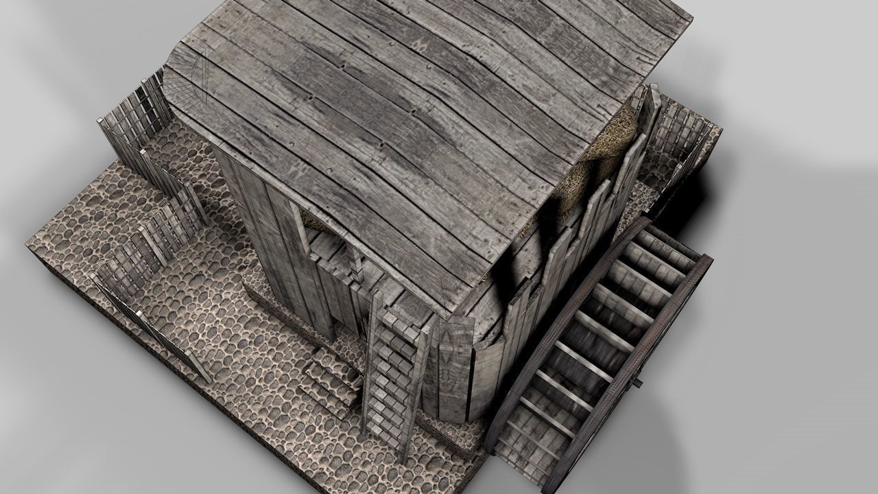 Old Mill House Low-poly 3D model_9
