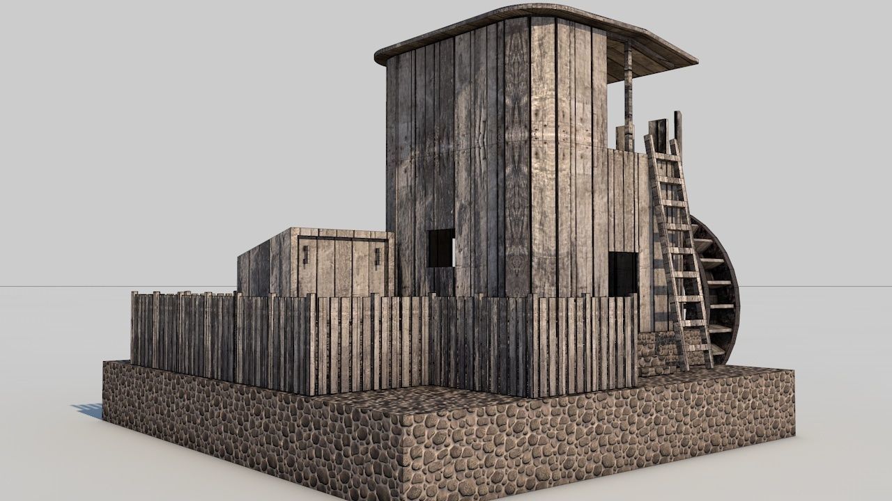 Old Mill House Low-poly 3D model_5