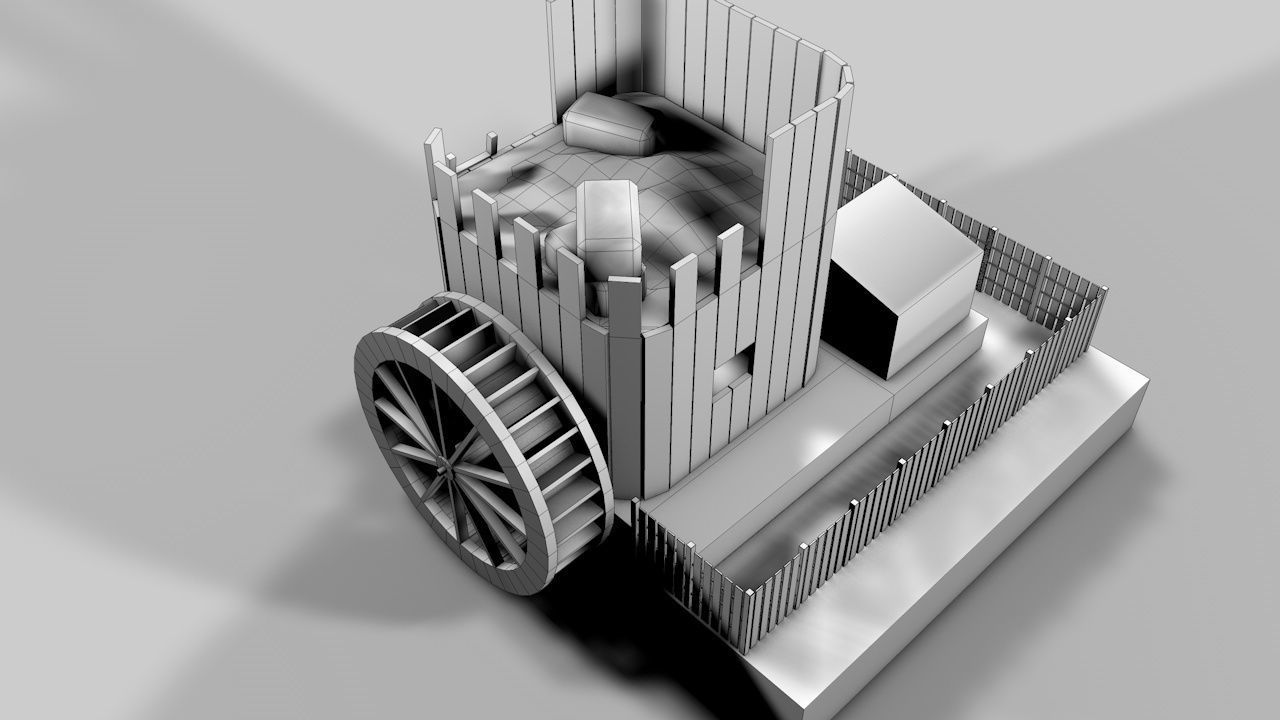 Old Mill House Low-poly 3D model_14