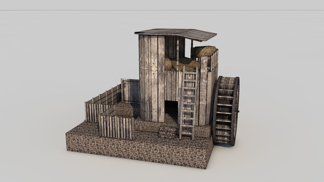 Old Mill House Low-poly 3D model_3