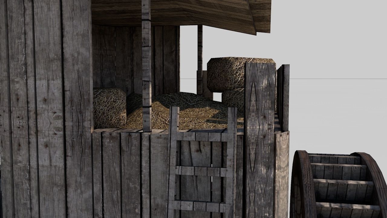 Old Mill House Low-poly 3D model_7