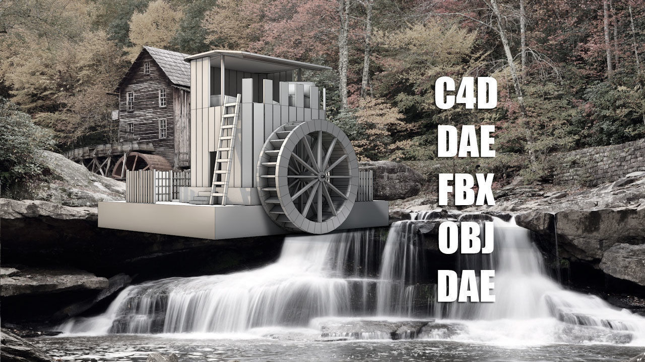 Old Mill House Low-poly 3D model_1