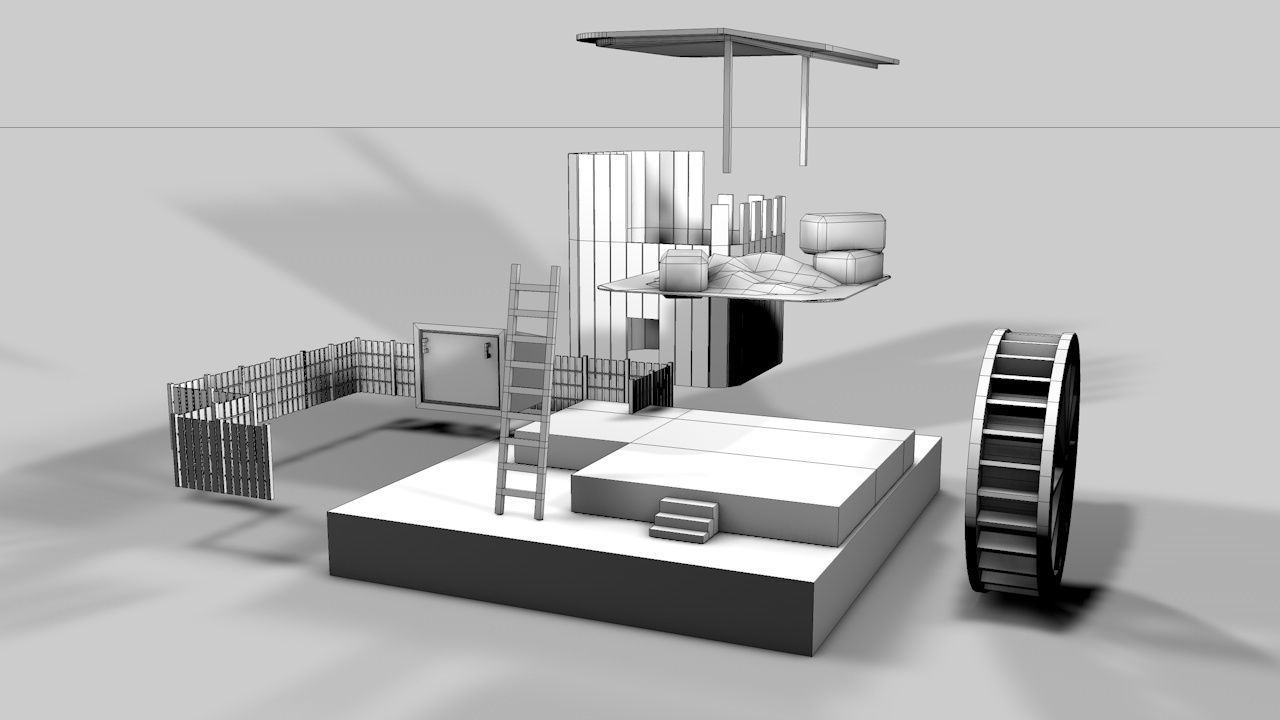 Old Mill House Low-poly 3D model_13