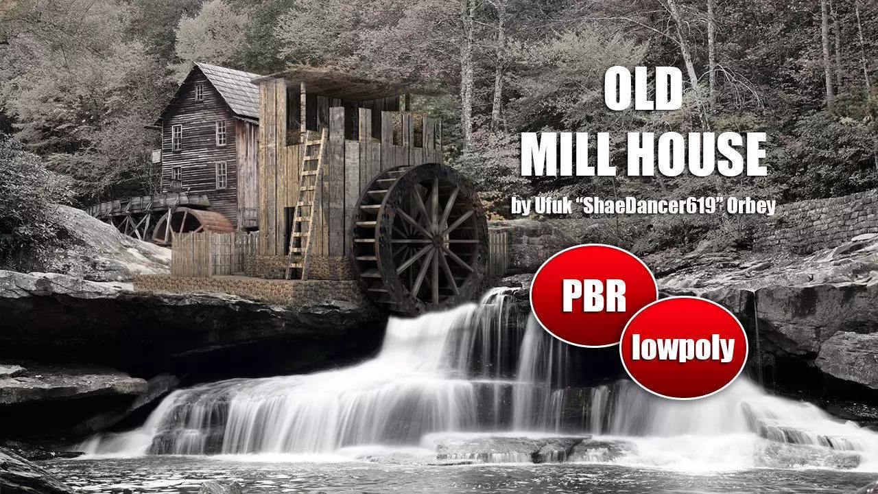 Old Mill House Low-poly 3D model_0