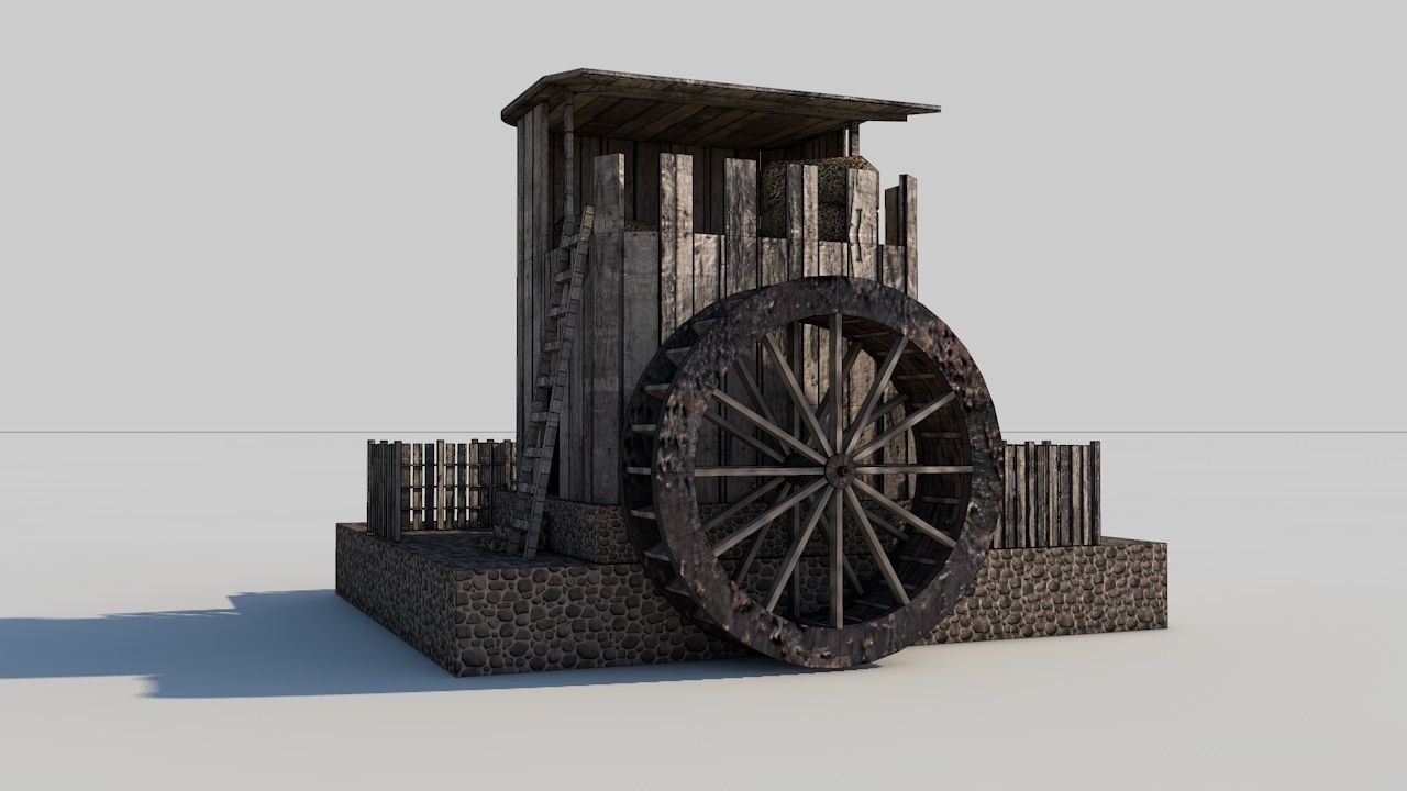 Old Mill House Low-poly 3D model_6