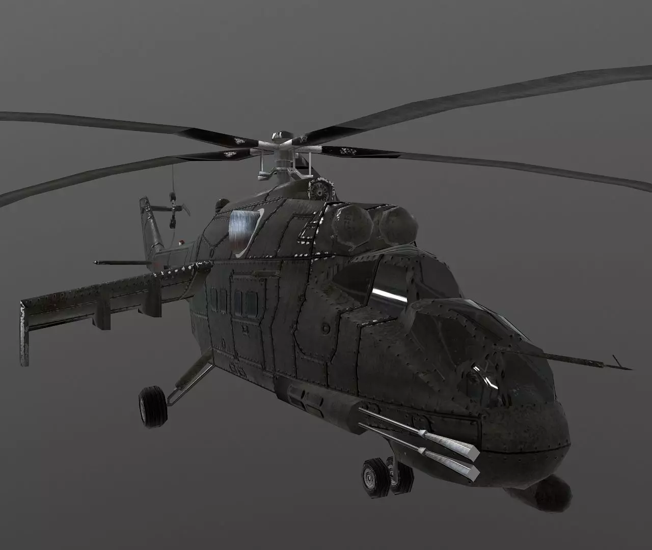 Mi-35 russian military helicopter - russian military helicopter Low-poly 3D model_0