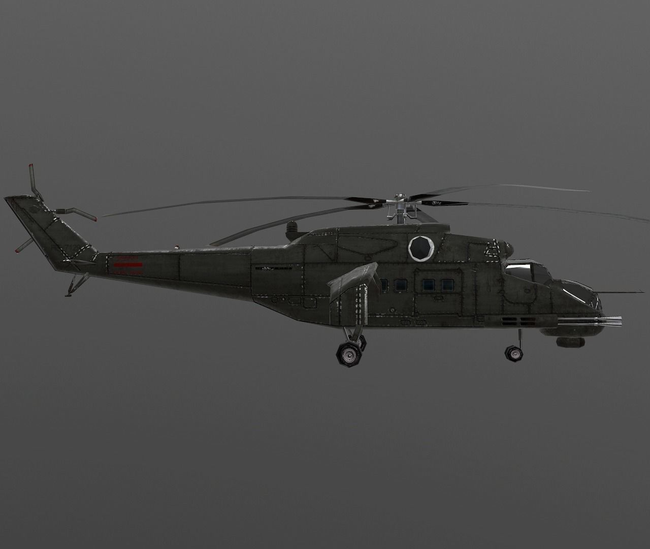 Mi-35 russian military helicopter - russian military helicopter Low-poly 3D model_3