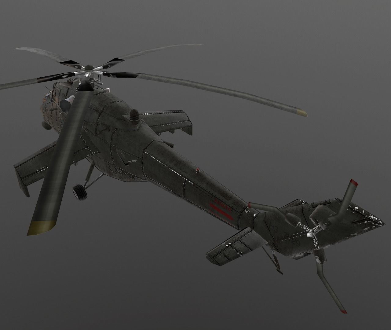 Mi-35 russian military helicopter - russian military helicopter Low-poly 3D model_4