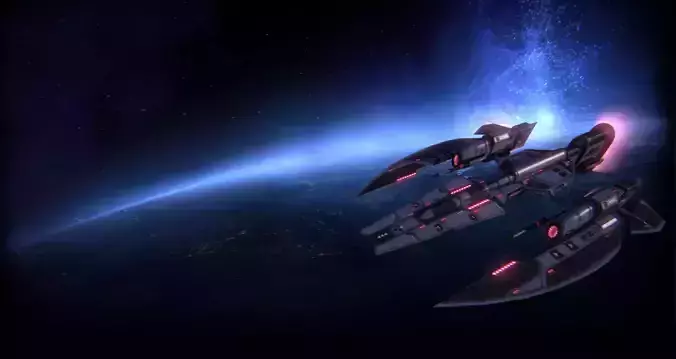 Space fighter D46 Trident Low-poly 3D model