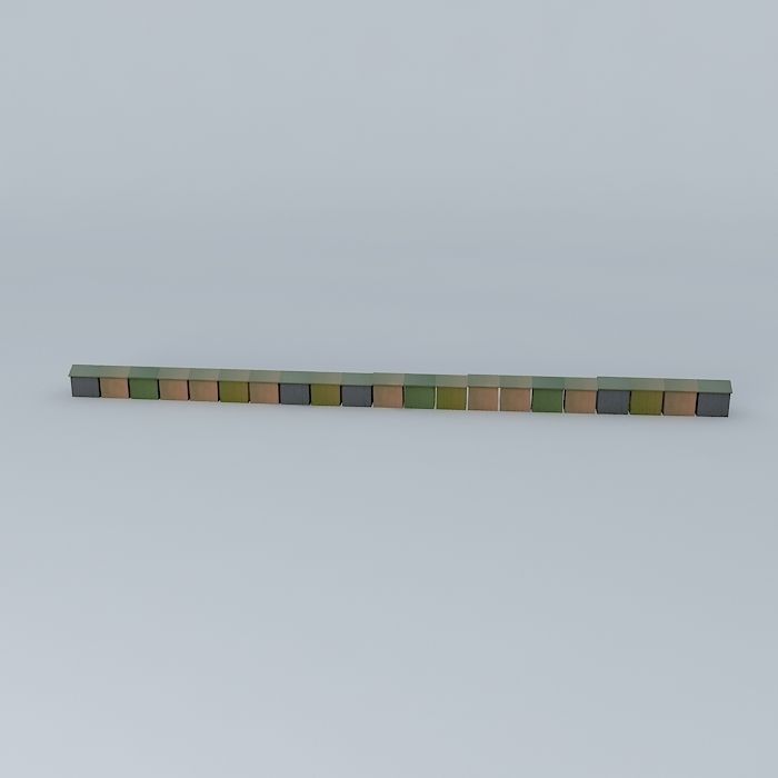 Berck Plage Beach Cabins  Free 3D model_2