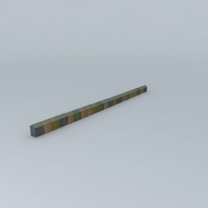 Berck Plage Beach Cabins  Free 3D model_1