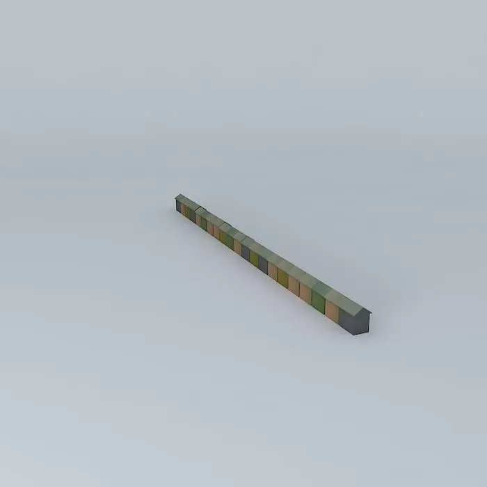 Berck Plage Beach Cabins  Free 3D model_0