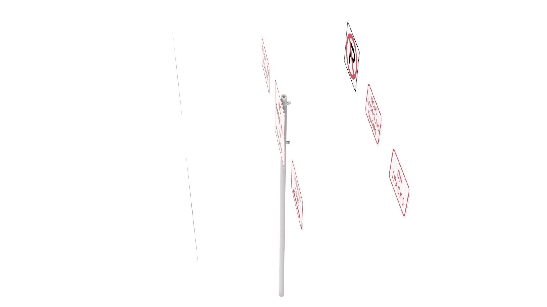 Road Sign US R8 Series Parking And Emergency Restrictions 3D model_7