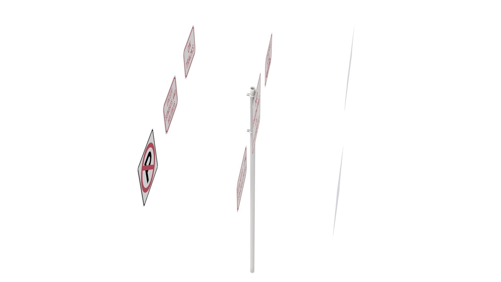 Road Sign US R8 Series Parking And Emergency Restrictions 3D model_31