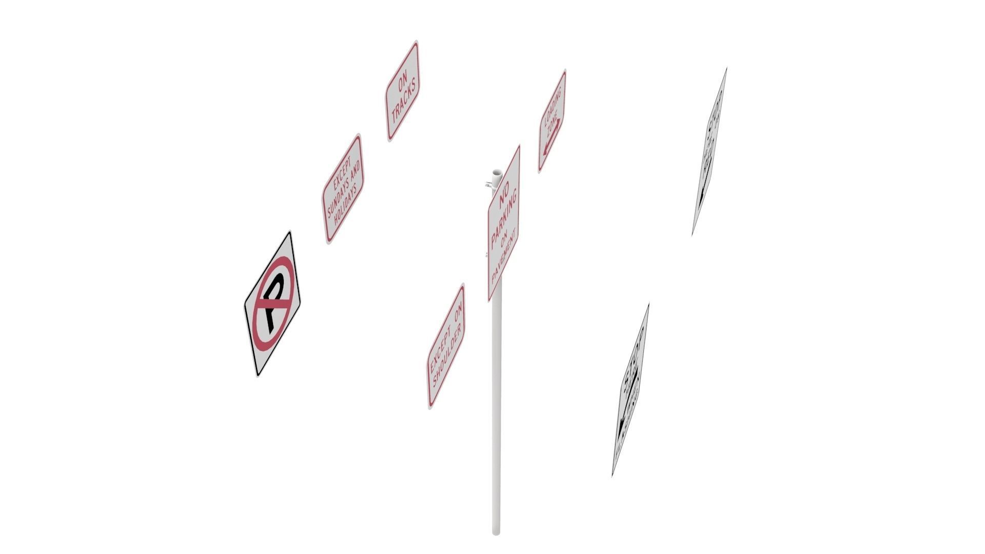 Road Sign US R8 Series Parking And Emergency Restrictions 3D model_32