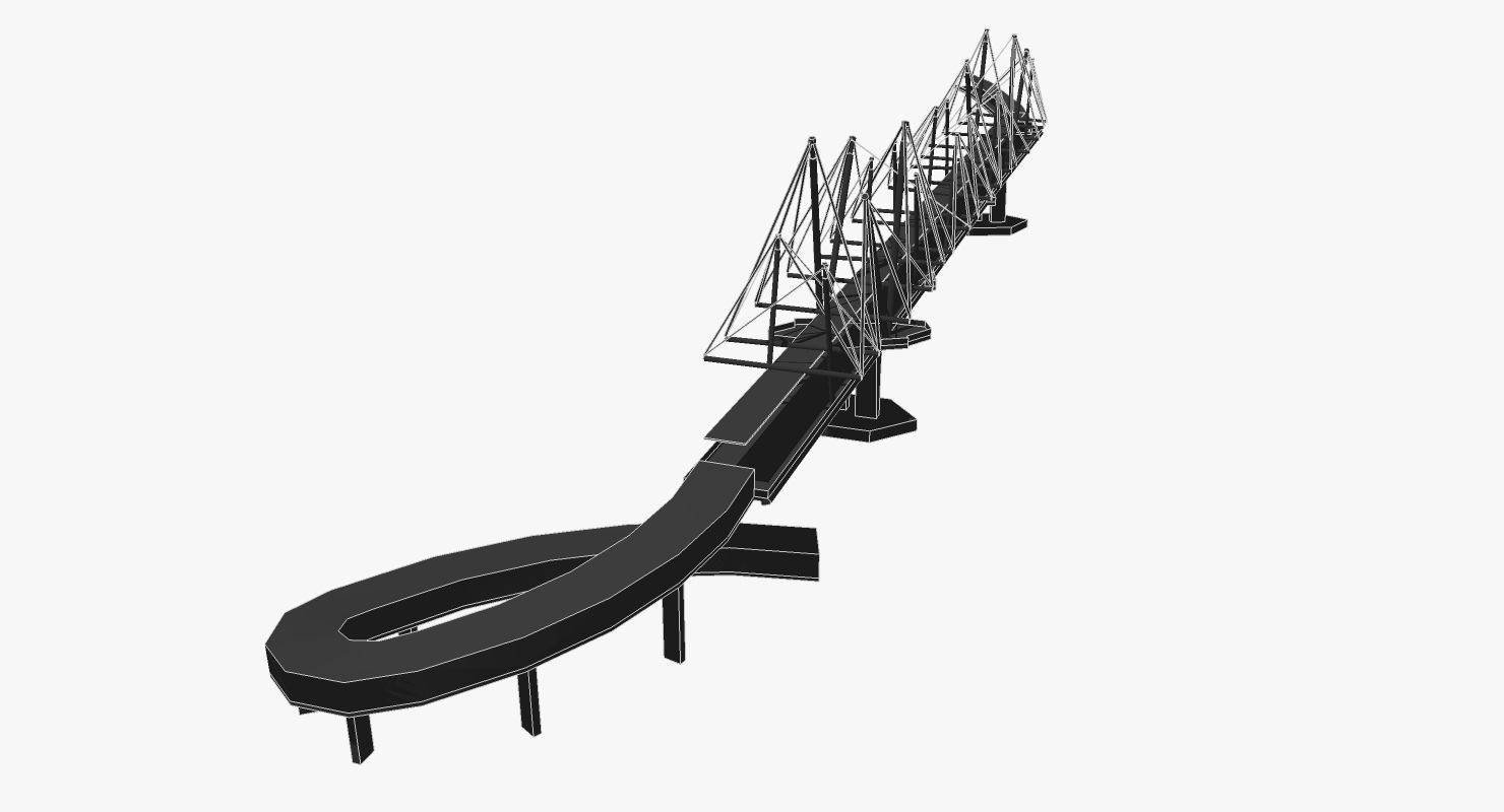 Kurilpa Bridge Low-poly 3D model_3