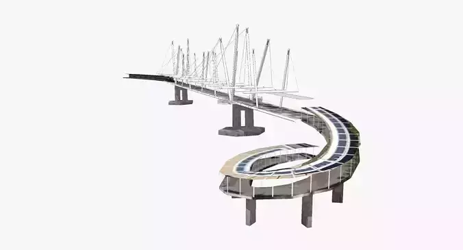 Kurilpa Bridge Low-poly 3D model