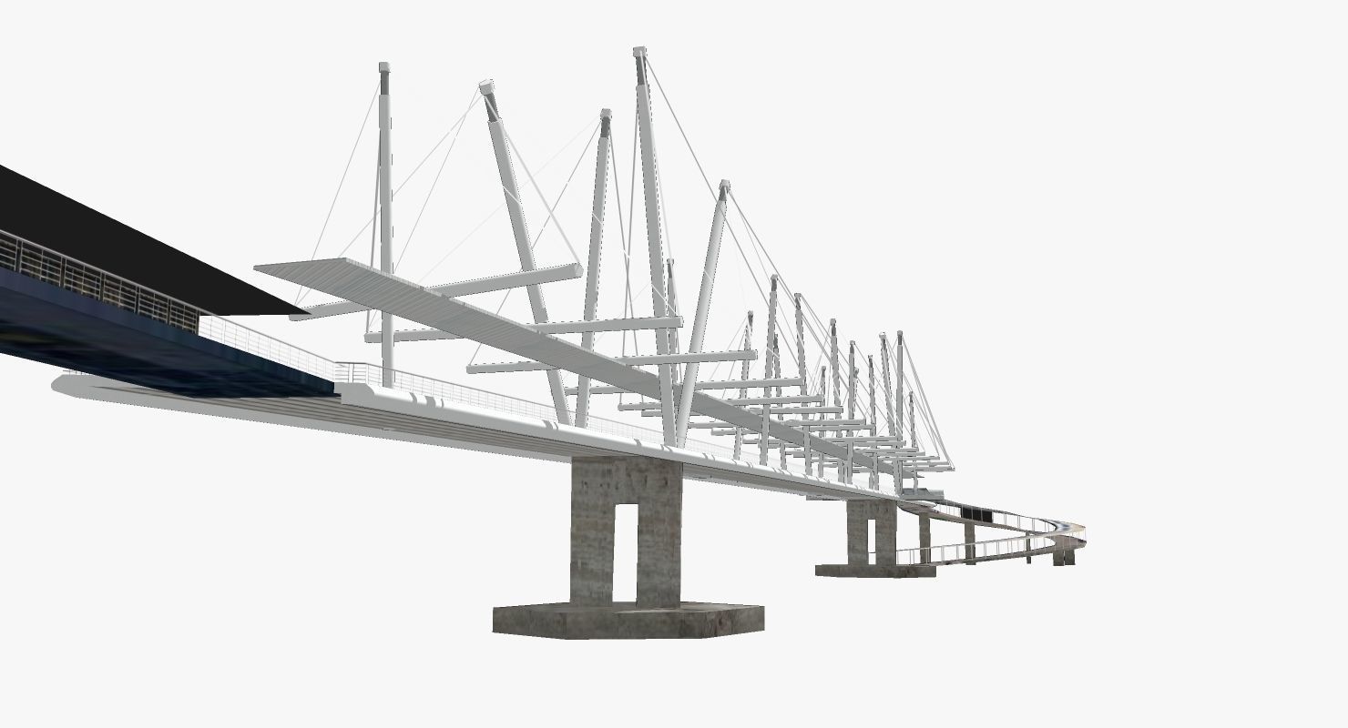 Kurilpa Bridge Low-poly 3D model_7
