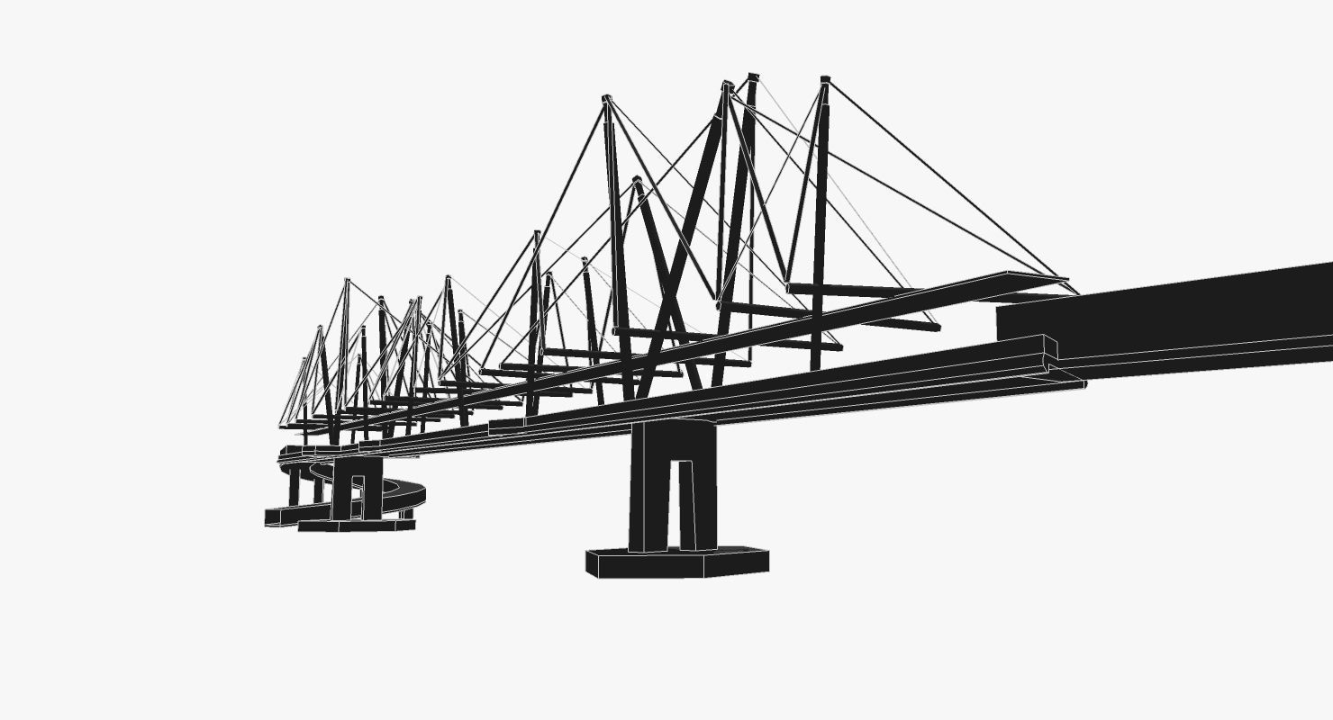 Kurilpa Bridge Low-poly 3D model_5