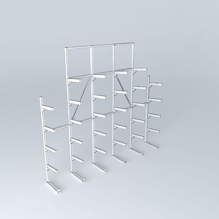 Cantilever shelving rack Free 3D model_3