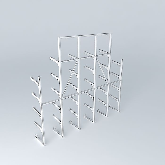 Cantilever shelving rack Free 3D model_4