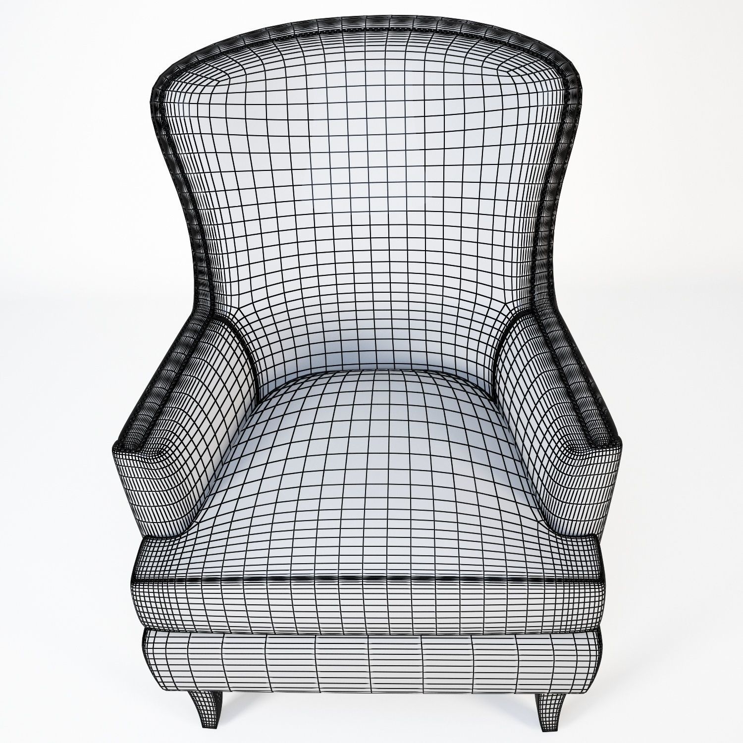 Classic chair Low-poly 3D model_12