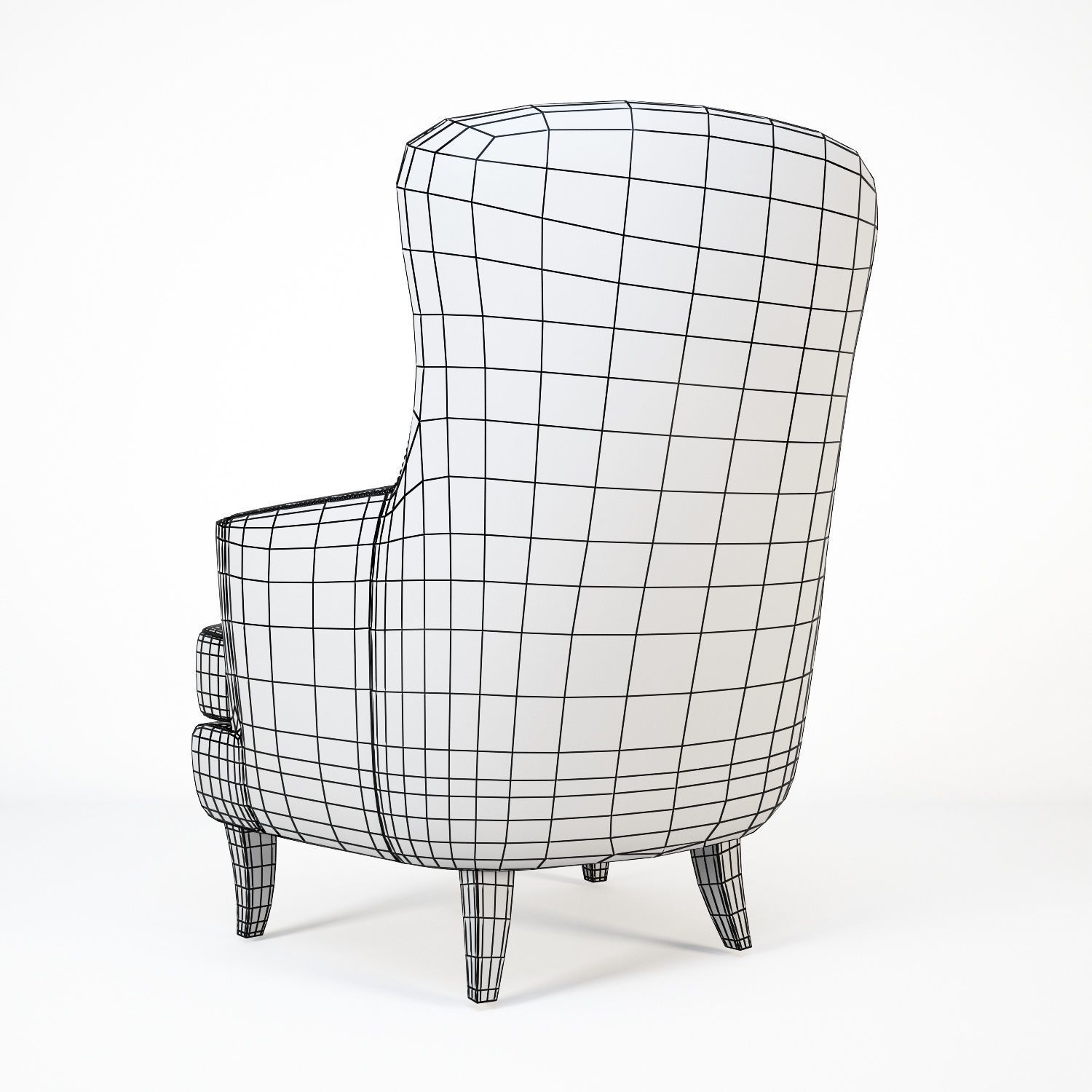 Classic chair Low-poly 3D model_11