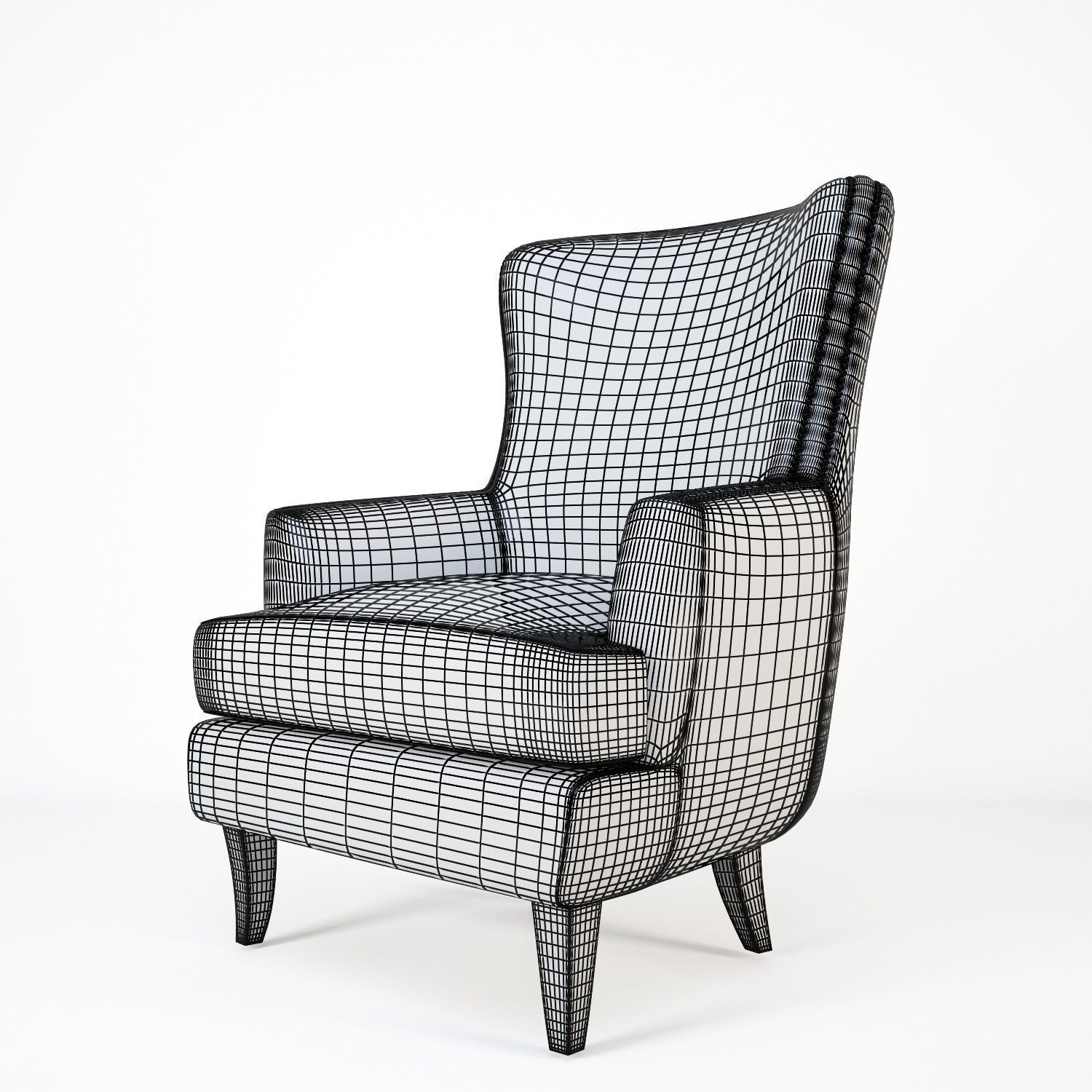 Classic chair Low-poly 3D model_13