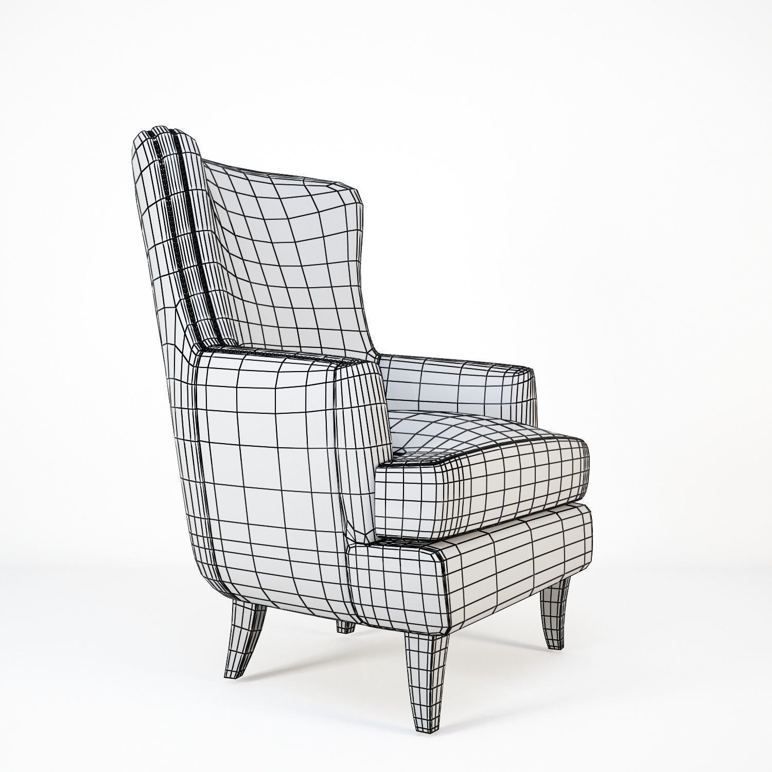 Classic chair Low-poly 3D model_8