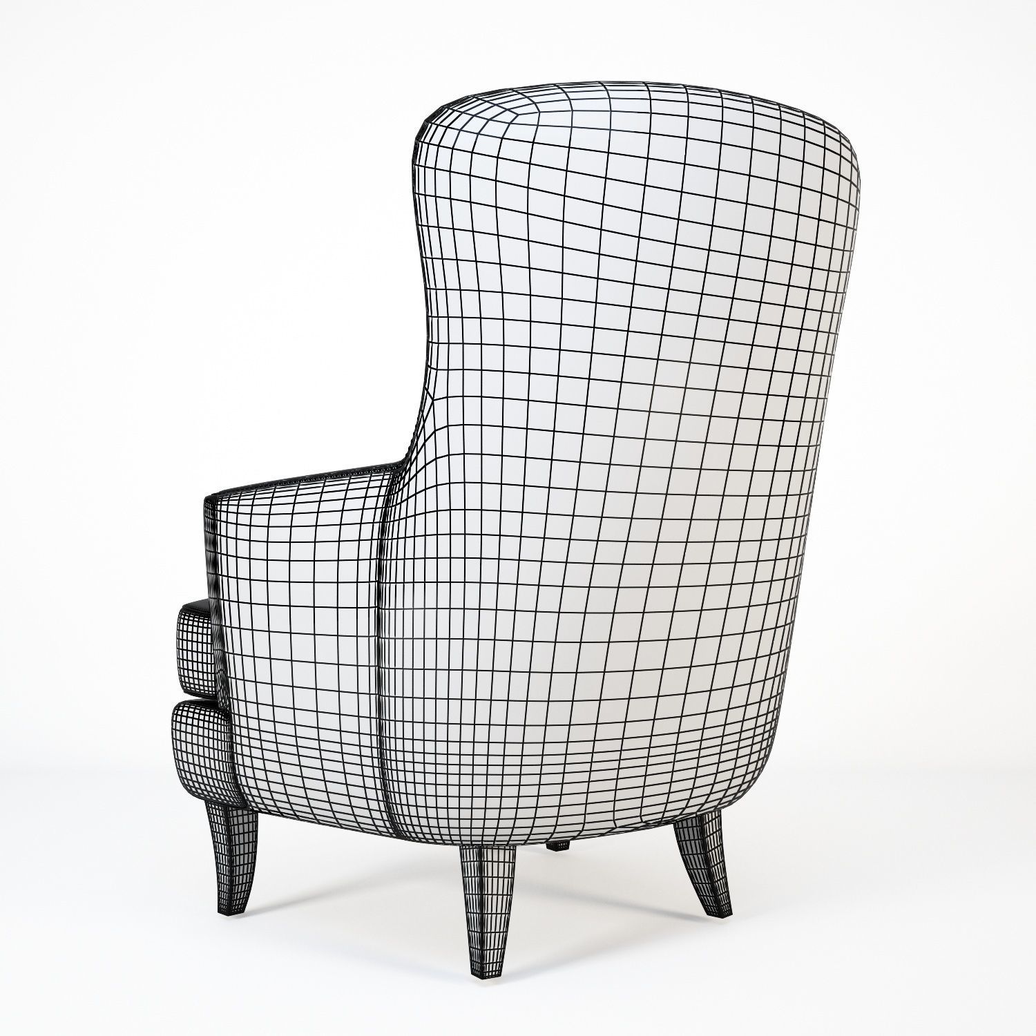 Classic chair Low-poly 3D model_14