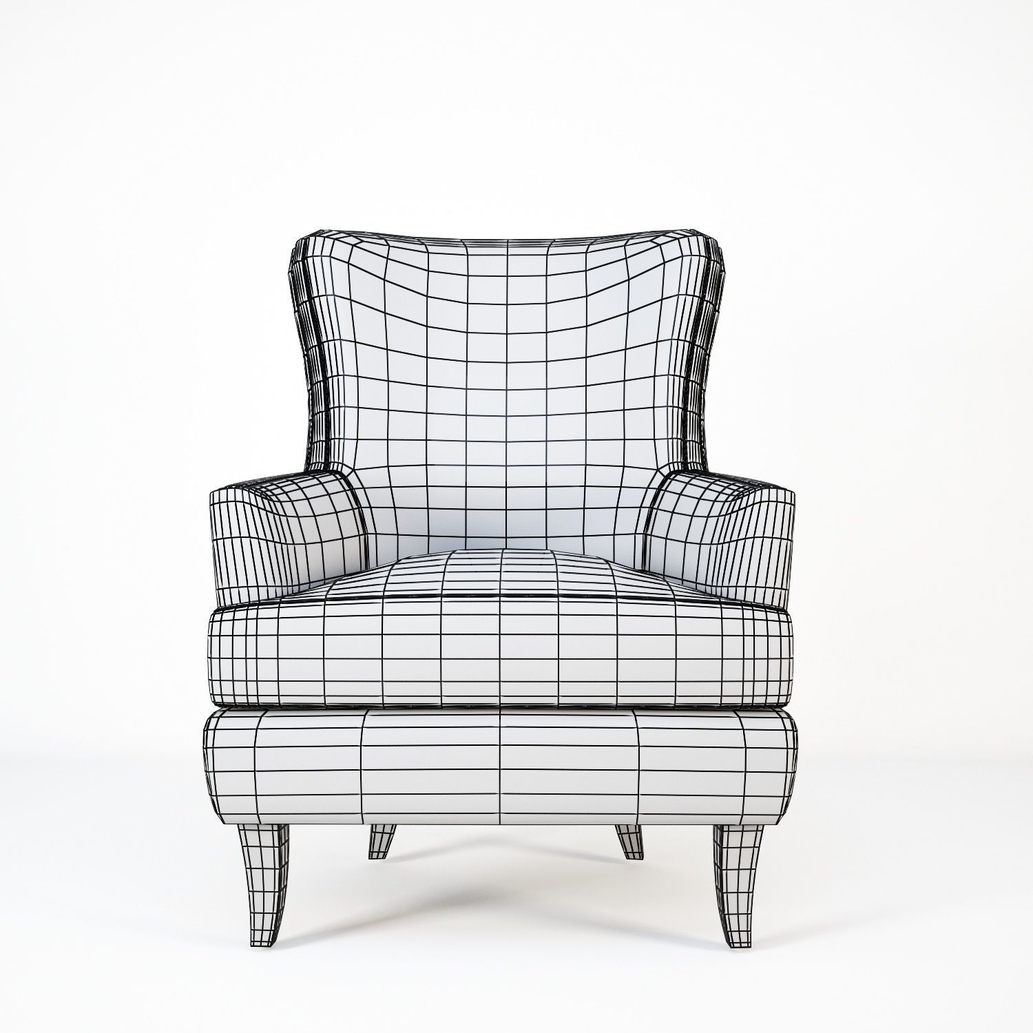Classic chair Low-poly 3D model_10